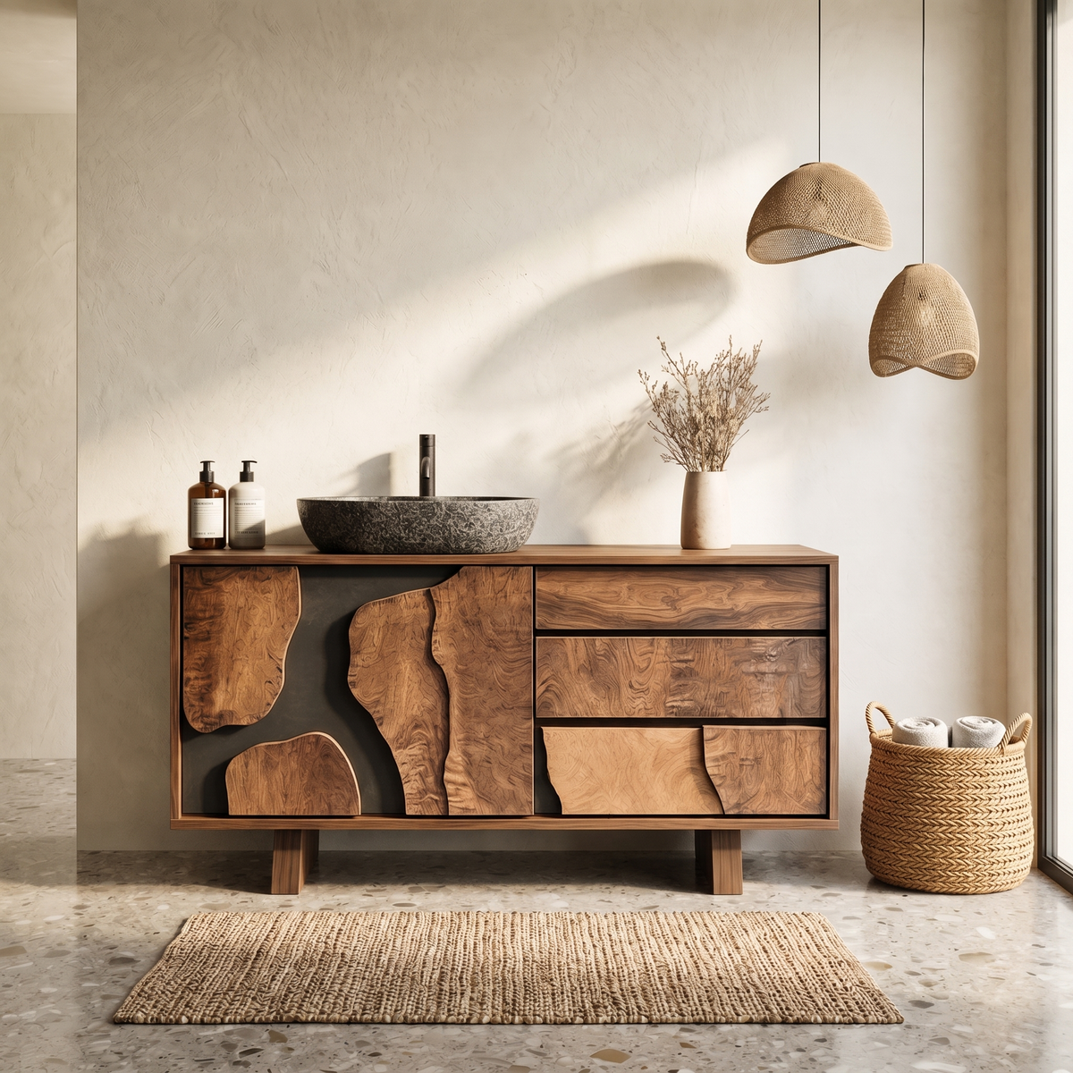 Contemporary Bathroom Cabinet Solid Wood Simple Clean Line Design Bathroom And Vanity Area - view 3