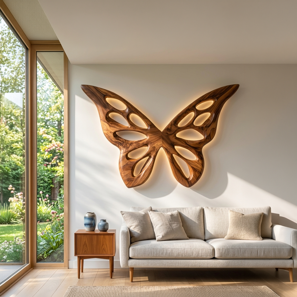 Artistic Butterfly Wooden Wall Art For Bedroom Or Lounge Decor