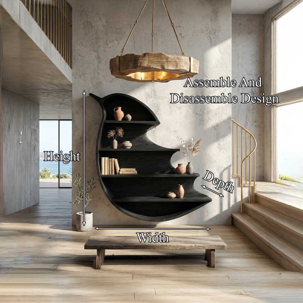 Artistic Wave Bookcase With Wall Mounted Display Storage For Entryway - view 8