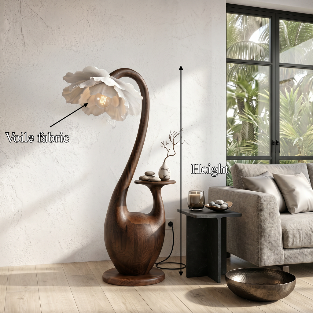 Artistic Floor Lamp With Sculptural Organic Base And Integrated Shelf For Reading Nook - view 8