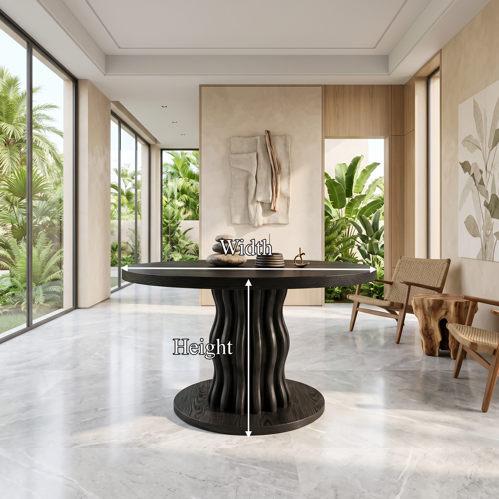 Contemporary Round Entryway Table With Wavy Vertical Form For Foyer And Living Room - view 8