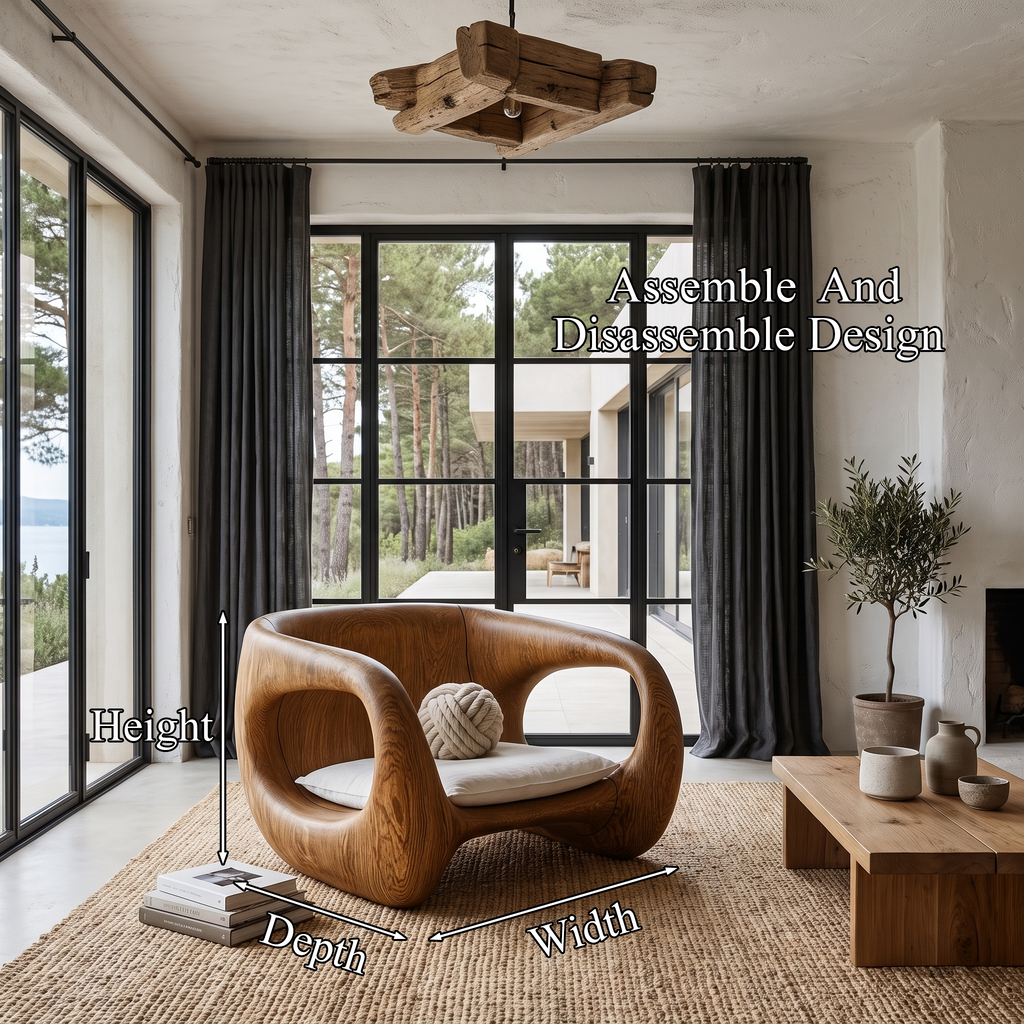 Contemporary Sculptural Chair With Flowing Armrest Design For Living Room - view 8
