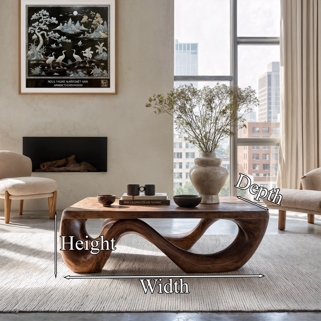 Farmhouse Coffee Table With Sculptural Open Wood Base For Living Room - view 8