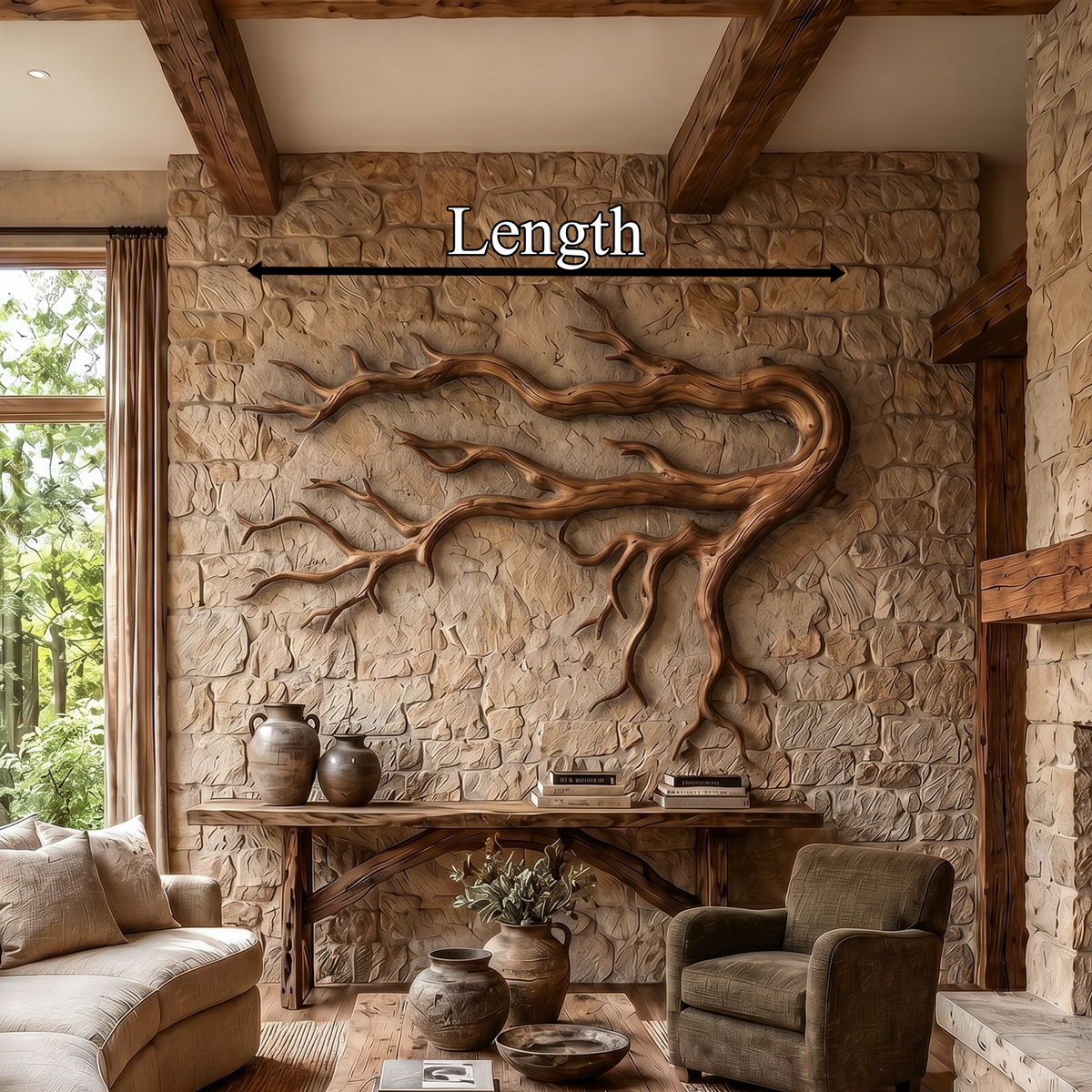 Driftwood Root Sculptural Solid Wood Wall Art Rustic Nature Inspired Decor - view 8