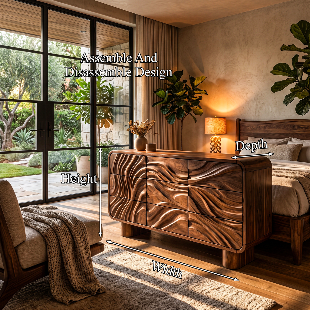 Contemporary Bedroom Dresser Drawers With Sculpted Wave Pattern And Curved Corners For - view 8