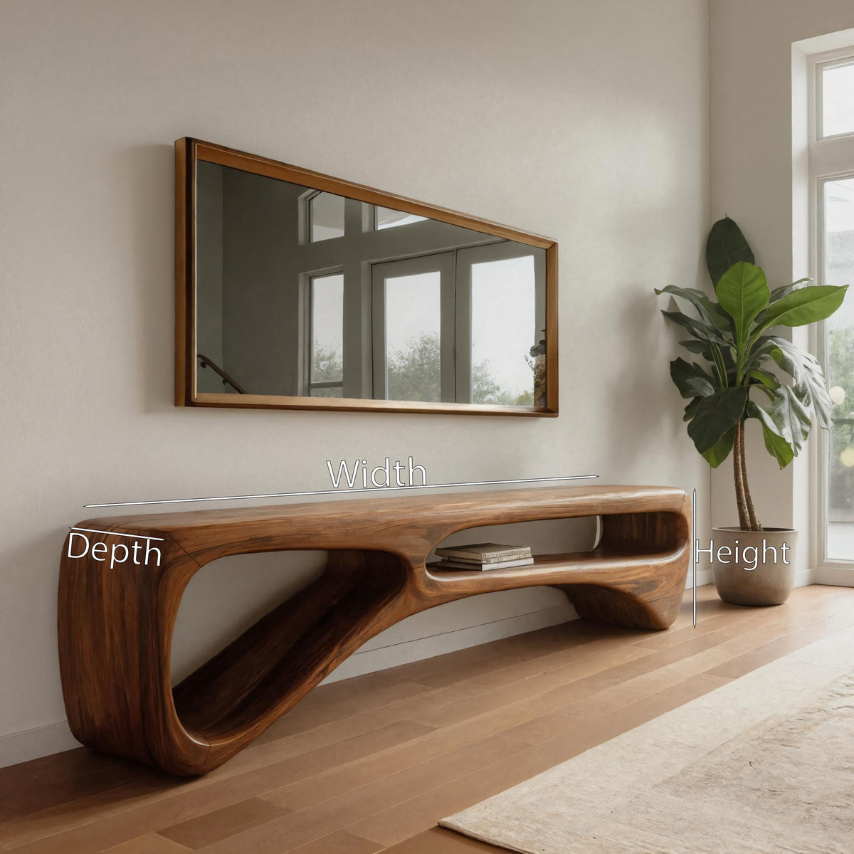Contemporary Curved Bench For Living Room Or Entryway