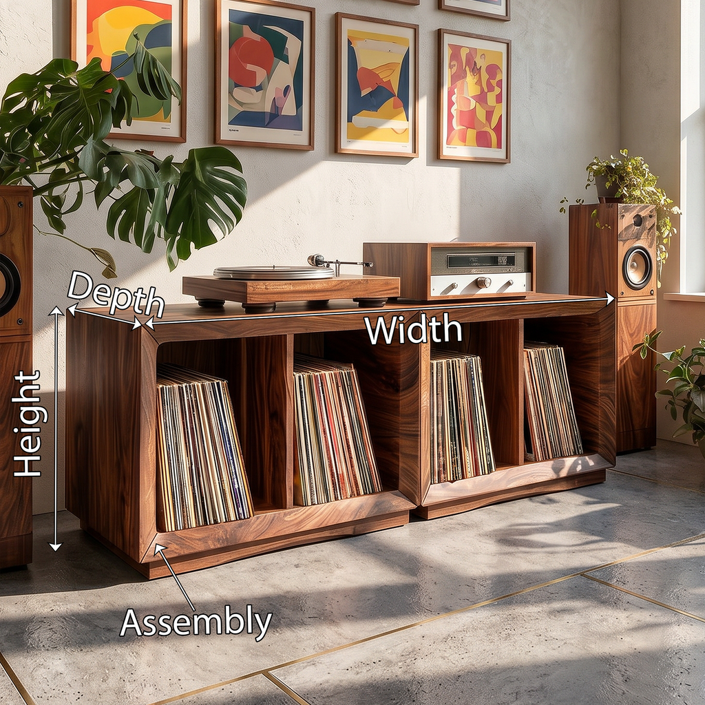 Contemporary Modular Vinyl Storage Cabinet Audiophile Lounge