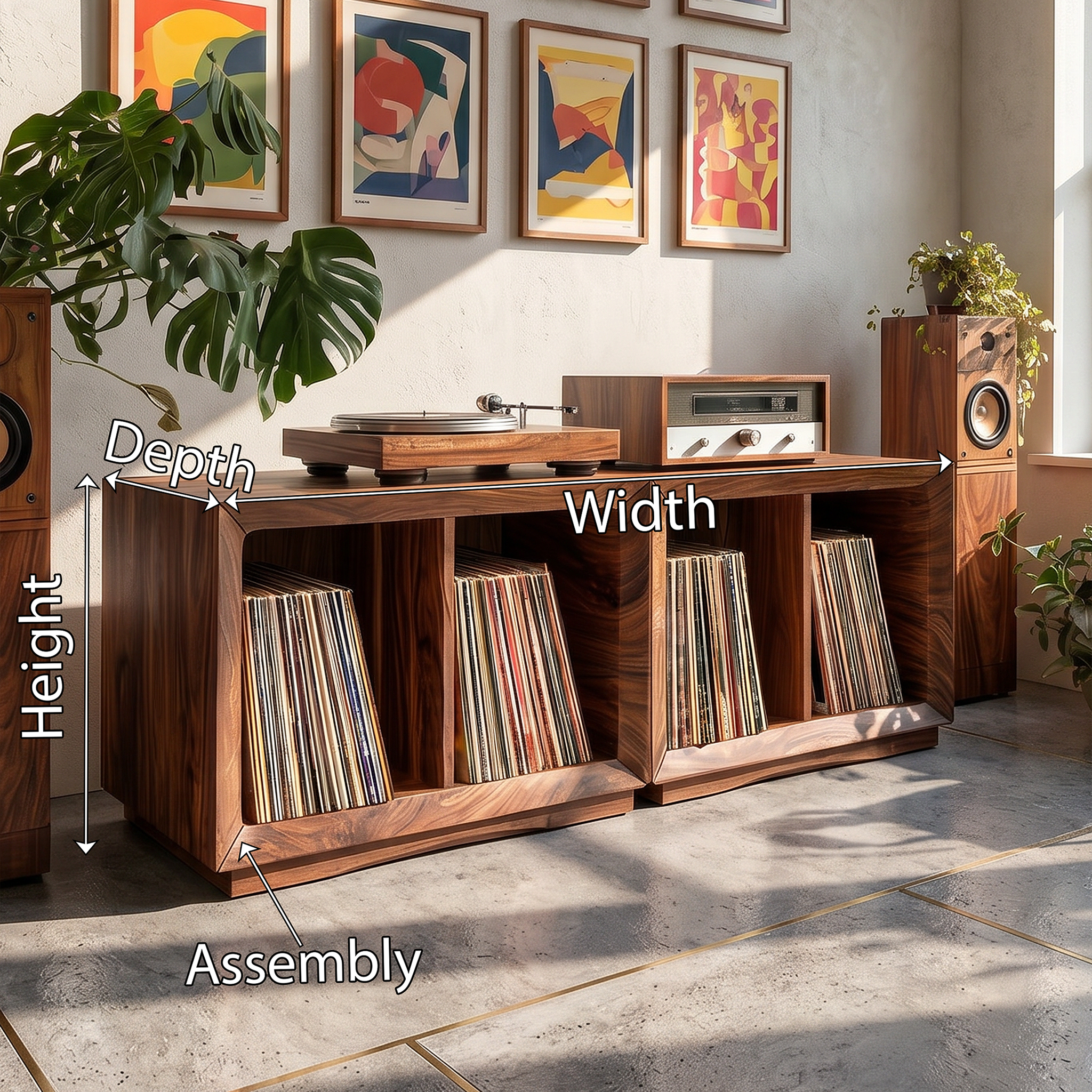 Contemporary Modular Vinyl Storage Cabinet Audiophile Lounge