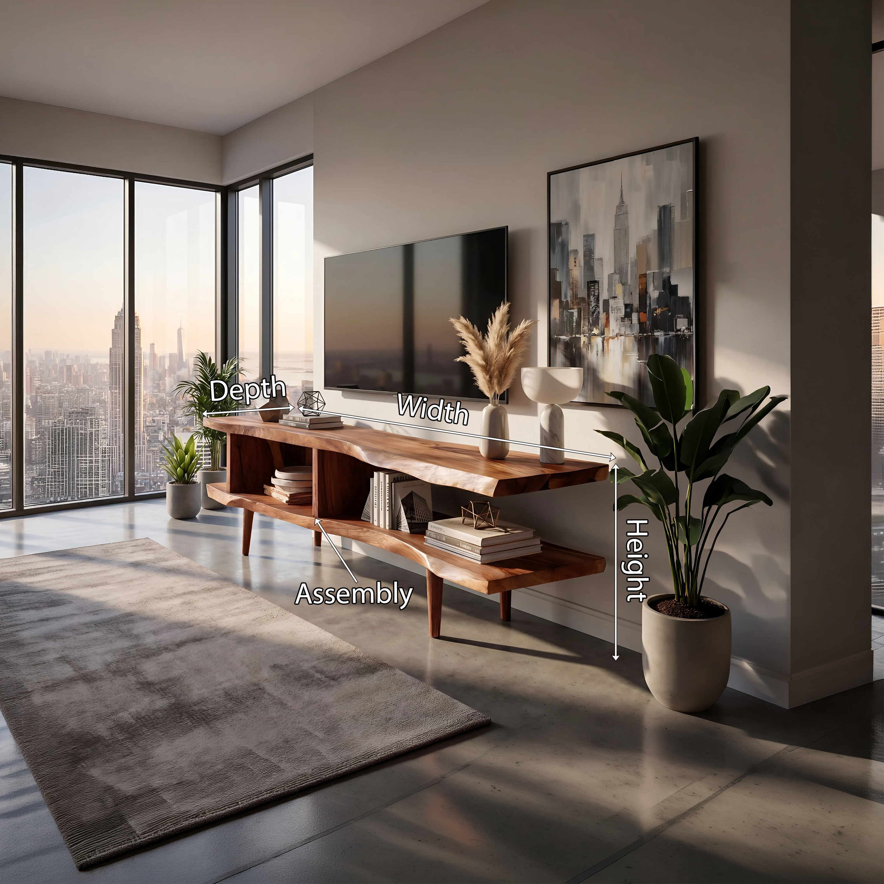 Contemporary Linear TV Stand For Apartment Interior