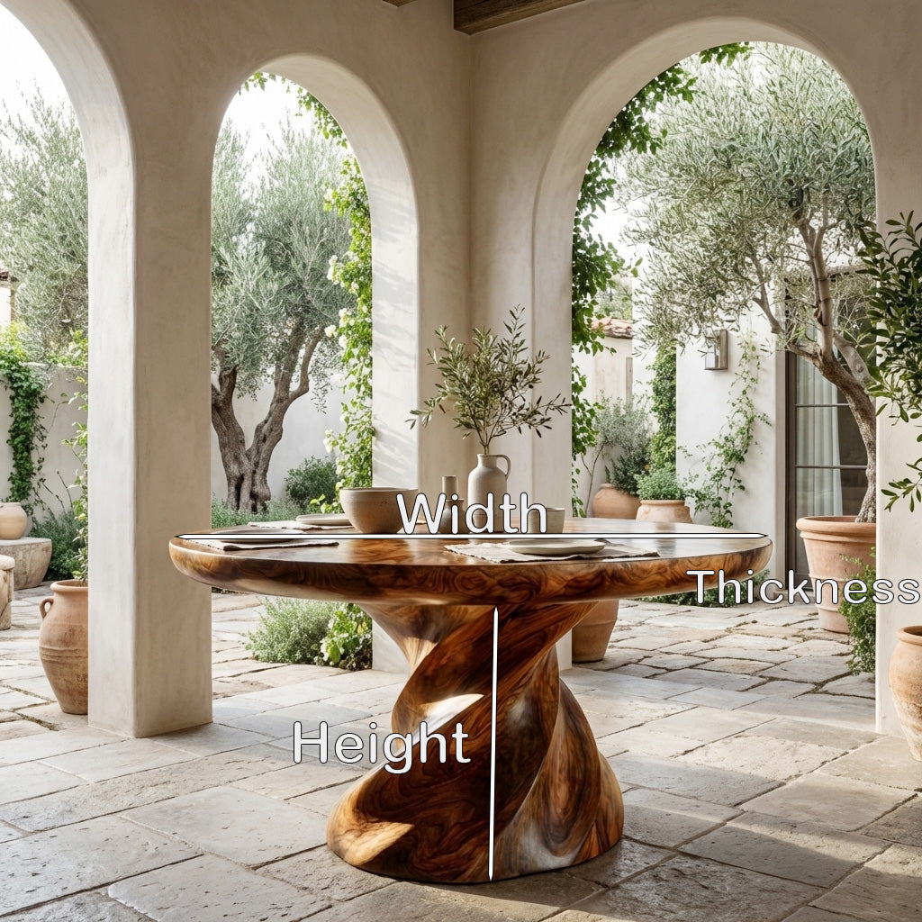 Contemporary Round Dining Table With Twisted Base For Dining Room