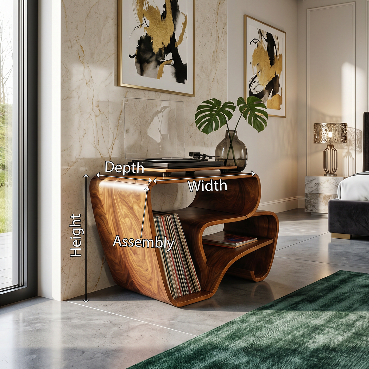 Contemporary Curved Vinyl Record Cabinet Lake House
