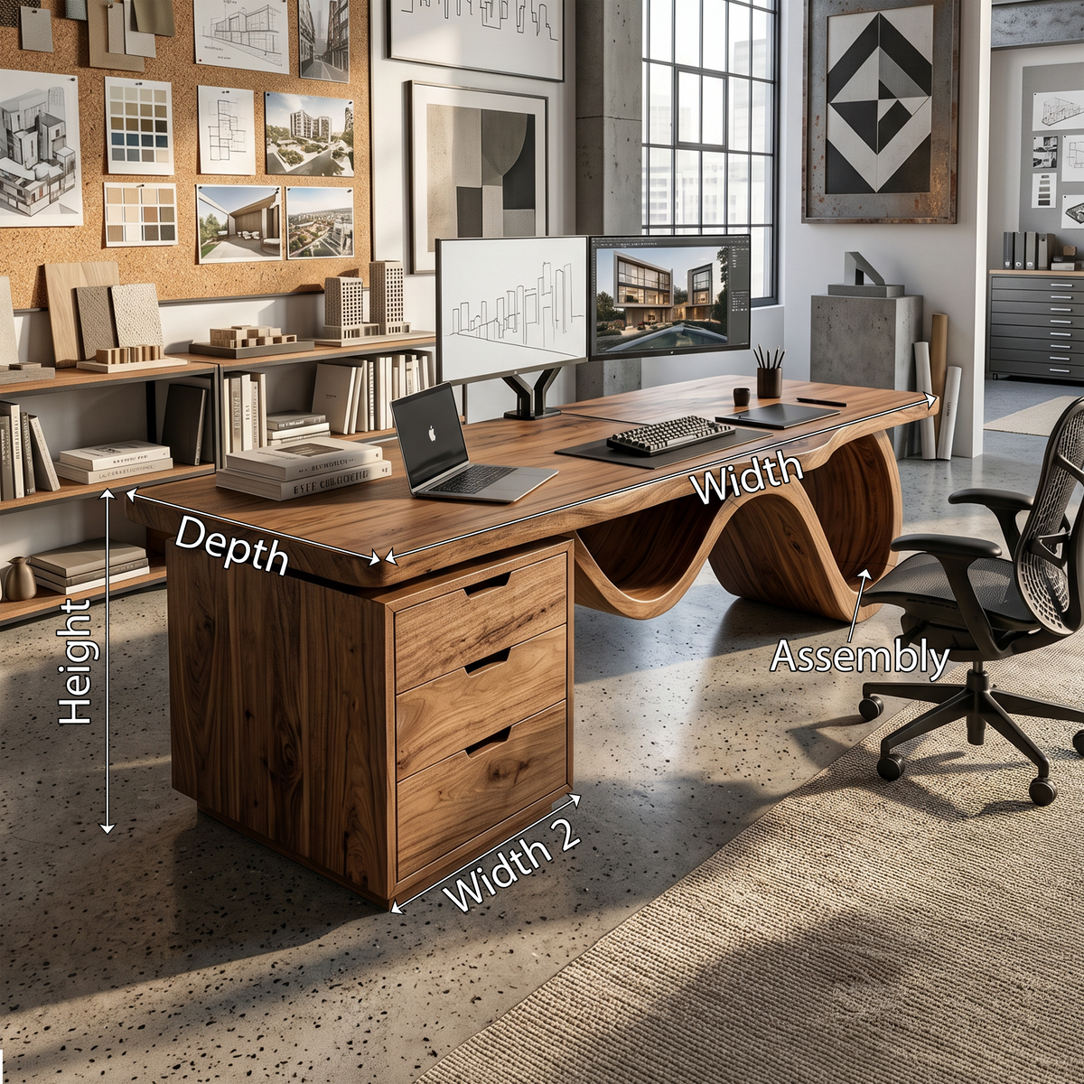 Contemporary Wave Base Executive Desk Design Studio - view 8