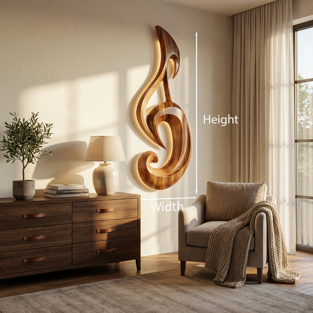 Artistic Wood Wall Art With Carving Musical Notes For Bedroom
