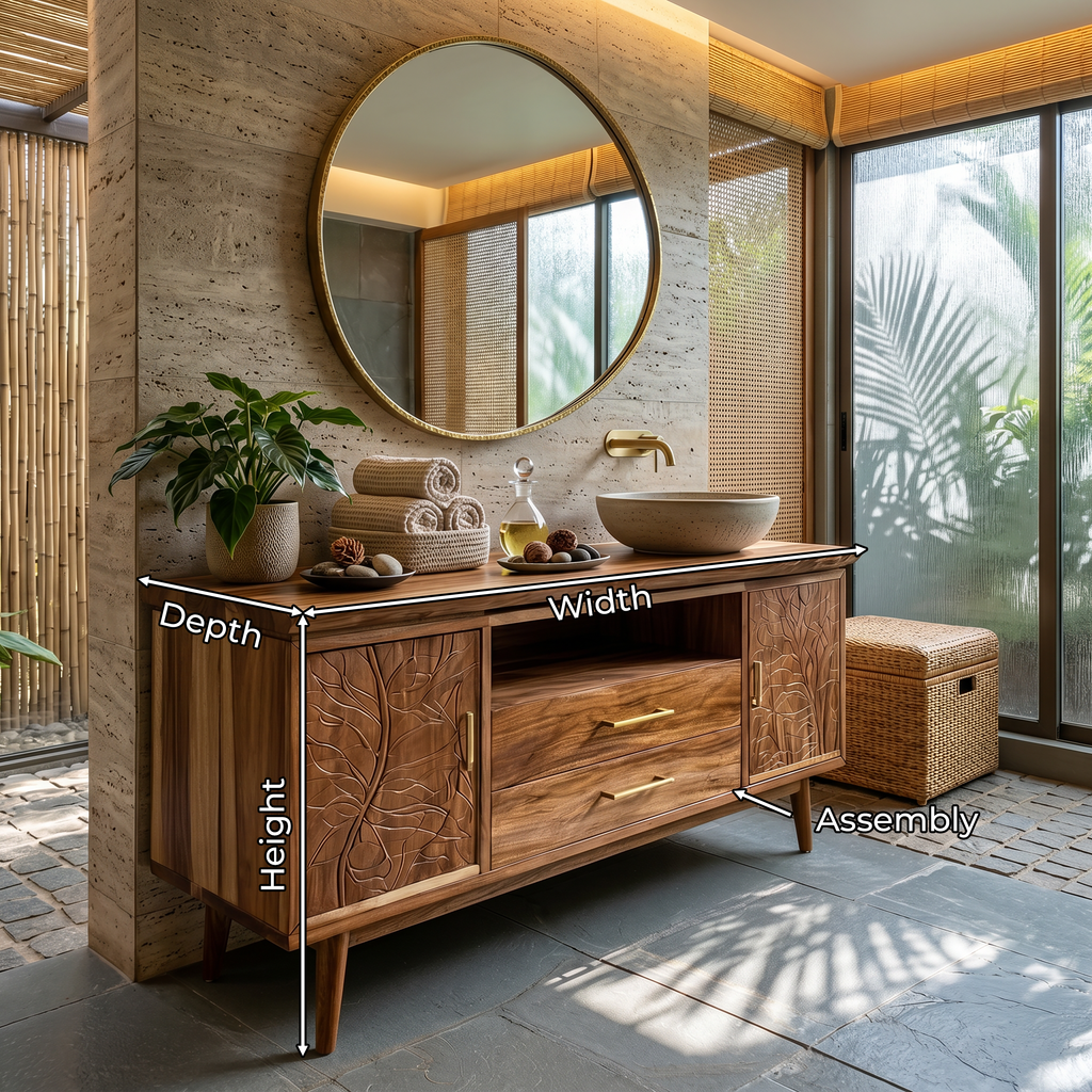 Botanical Wooden Sink Vanity For Spa Retreat