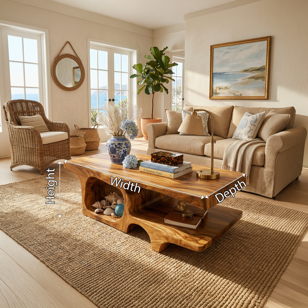 Coastal Wood Coffee Table For Beach House