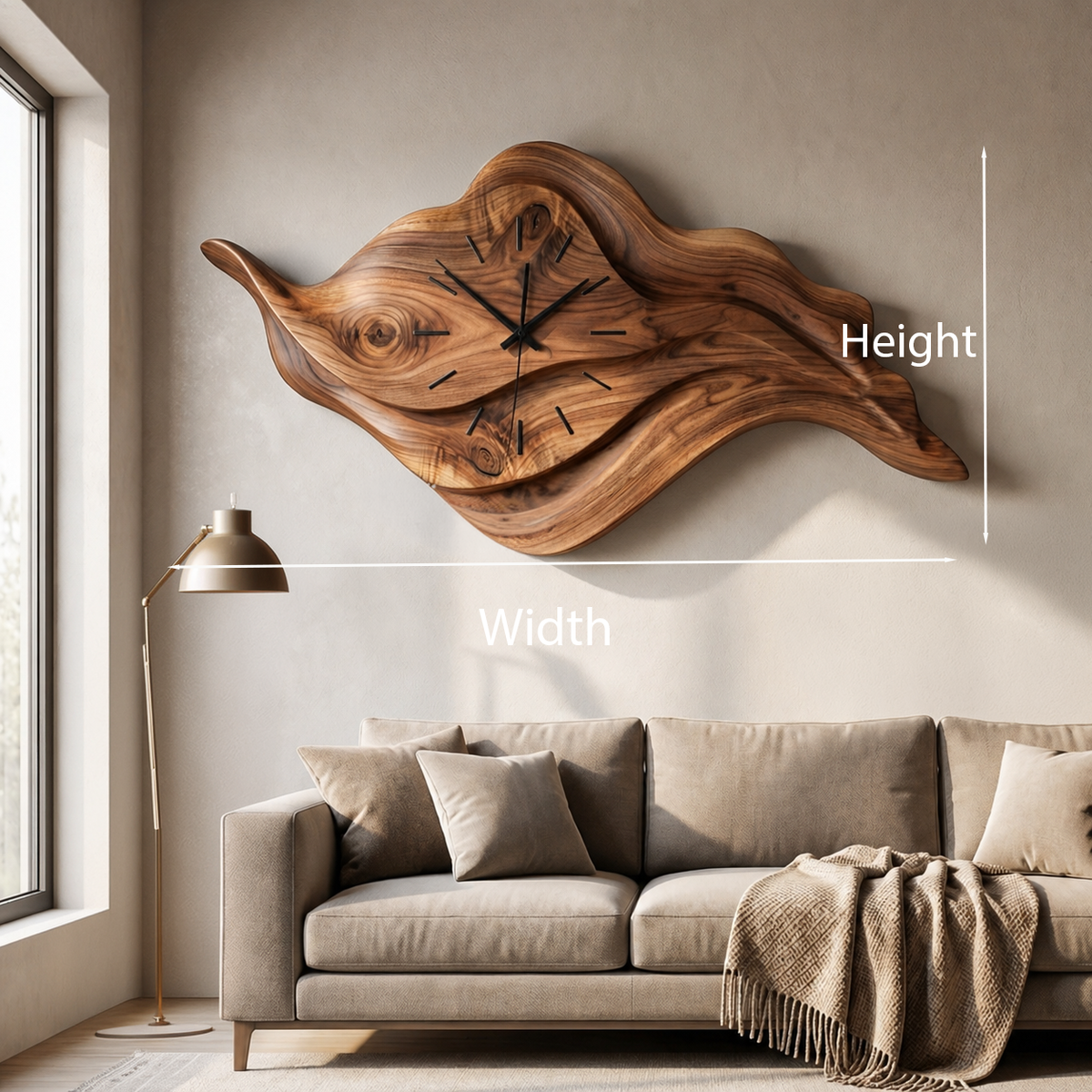 Artistic Sculptural Wooden Clock For Modern Home Office