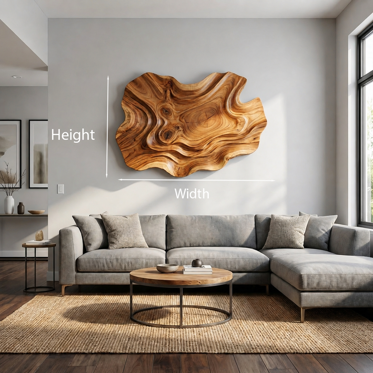 Abstract Wooden Wave Wall Art For Contemporary Living Room