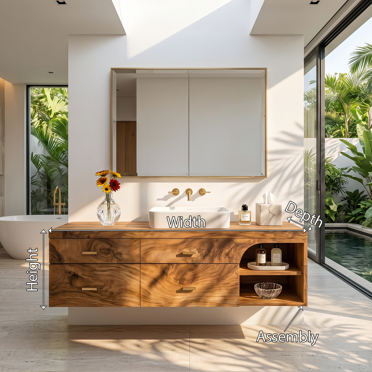 Farmhouse Bathroom Furniture With Floating Vanity - view 8