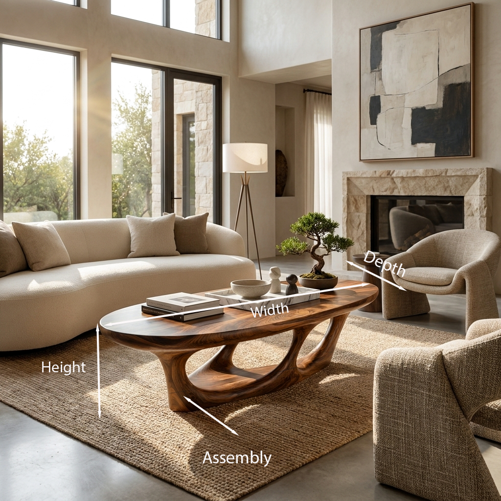 Contemporary Coffee Table With Flowing Open Loop Base For Home