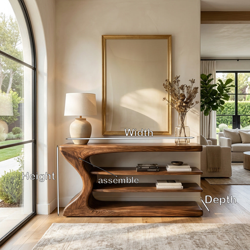 Artistic Natural Wood Console Table For Minimal Entry Interior