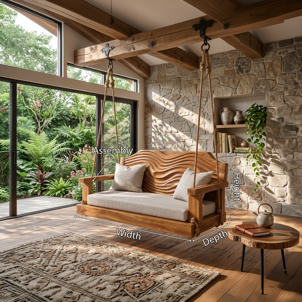 Contemporary Sculptural Back Indoor Swing Reading Corner Interior