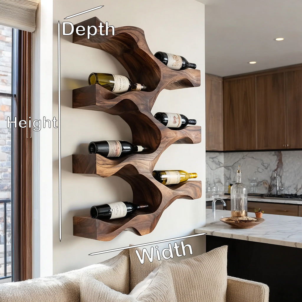 Artistic Natural Wood Wine Rack For Modern Kitchen Wall Decor