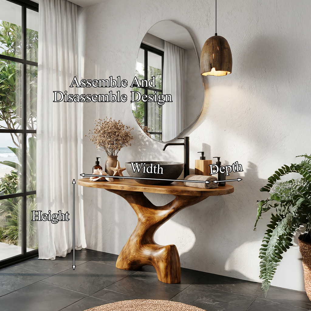 Contemporary Sculptural Bathroom Vanity Freestanding Sink Console - view 8