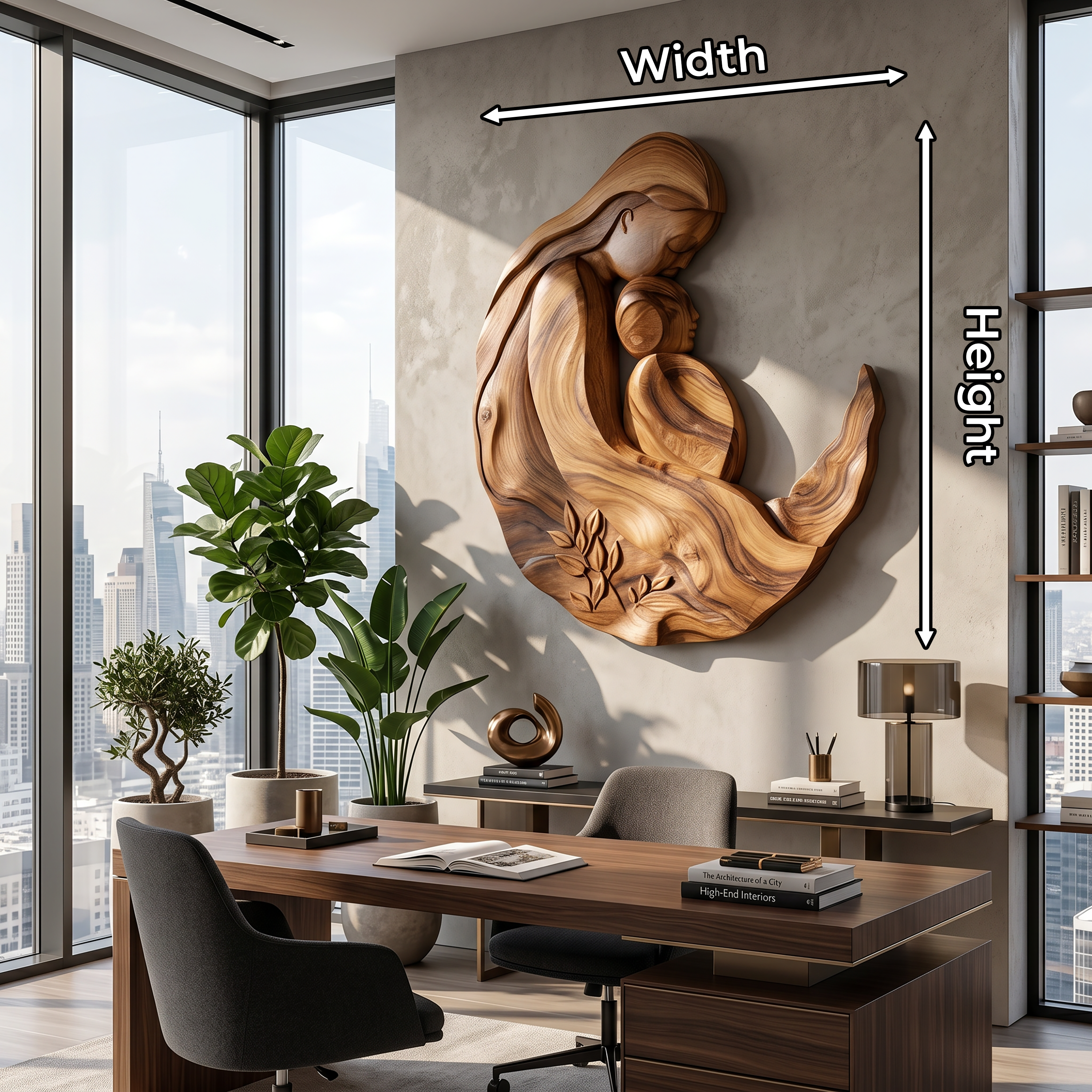 Artistic Motherhood Wall Decor With Carved Detail For Office