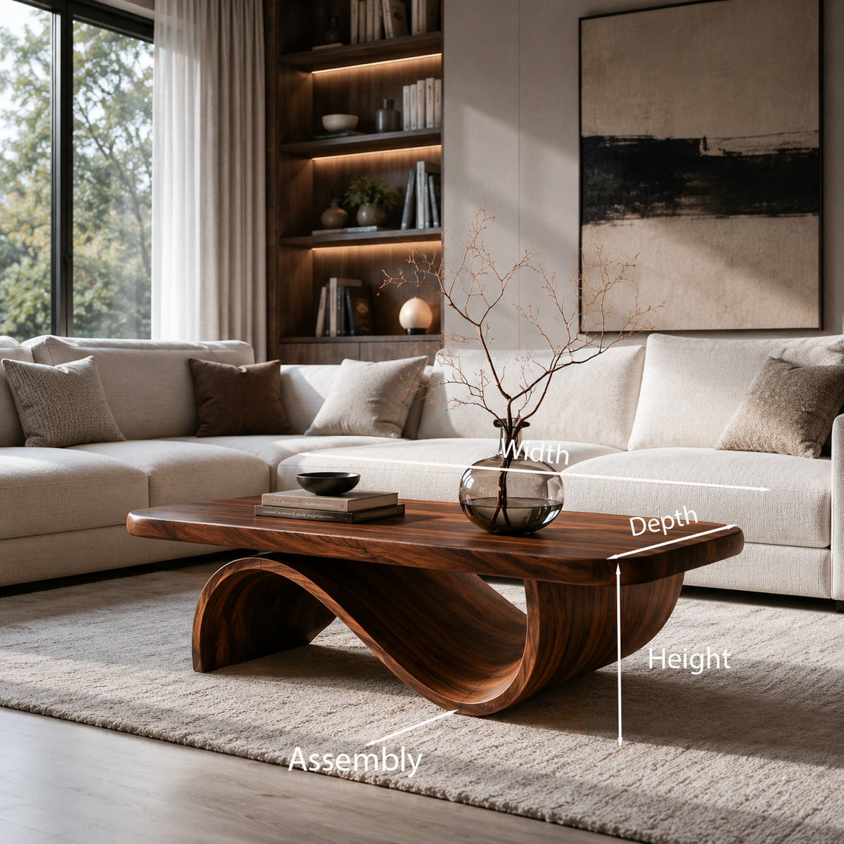 Artistic Coffee Table Curved Base Design For Living Decor