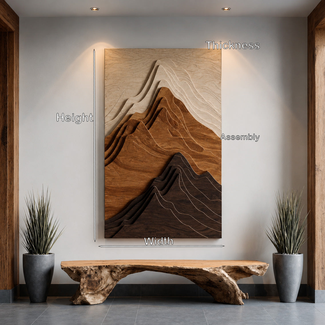 Contemporary Mountain Wall Sculpture For Entryway