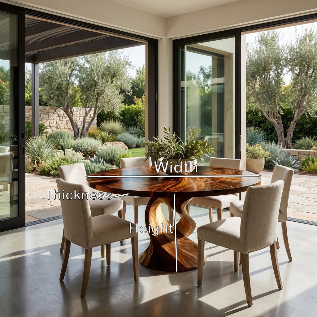 Contemporary Dining Table With Unique Twisted Base For Kitchen