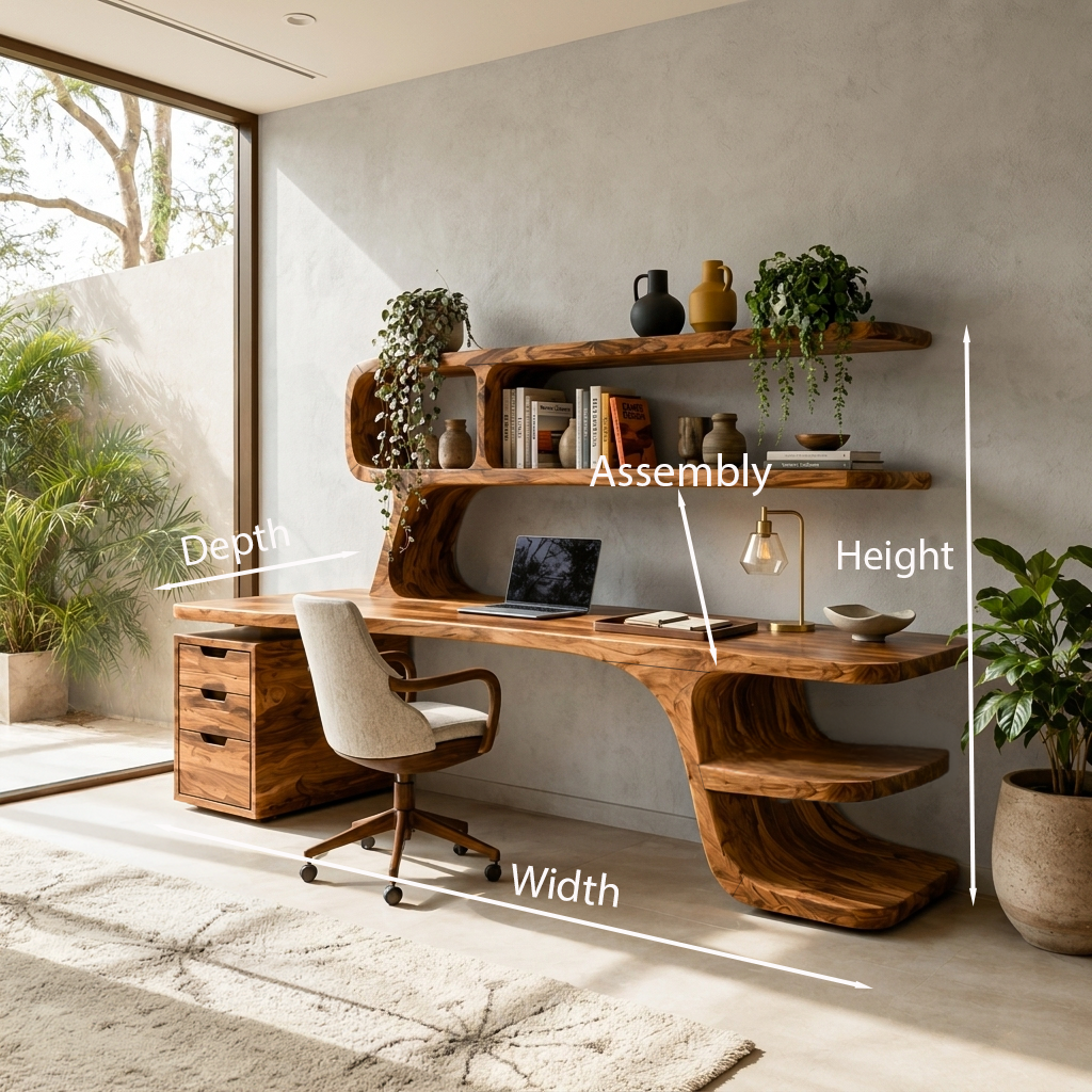 Contemporary Desk With Built In Bookshelves And Drawers For Workspace