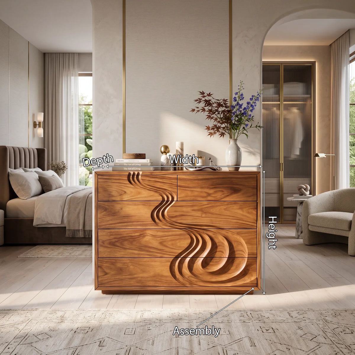 Contemporary Carved Bedroom Dresser For Master Suite - view 8