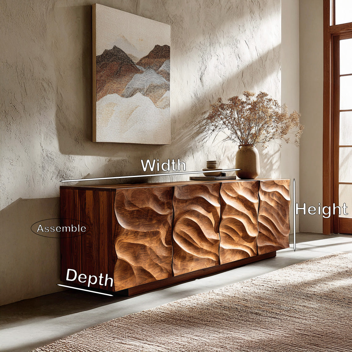 Artistic Carved Wooden Cabinet For Luxury Living Room