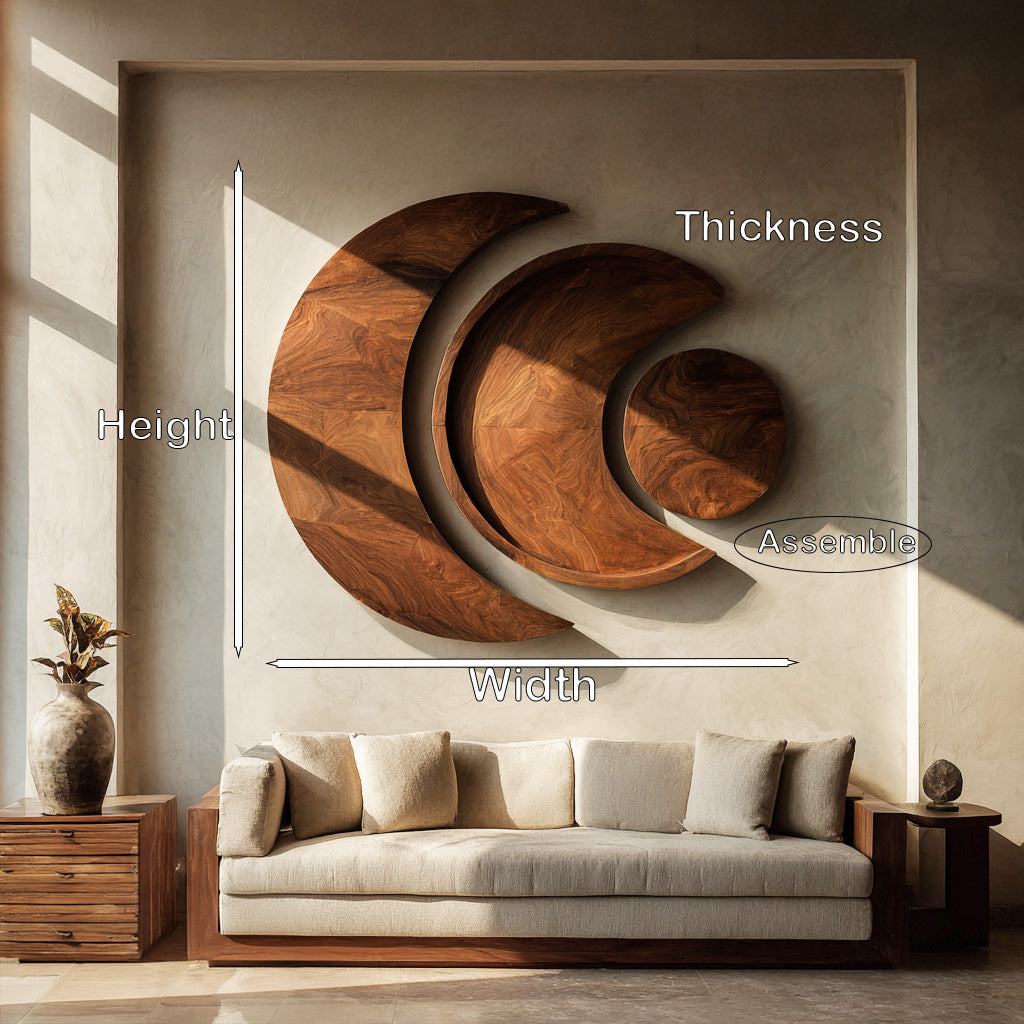 Contemporary Moon Phase Wood Wall Art For Living Decor