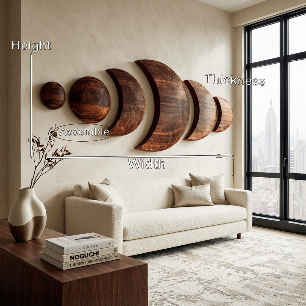 Boho Moon Phase Wood Wall Decor For Living Room