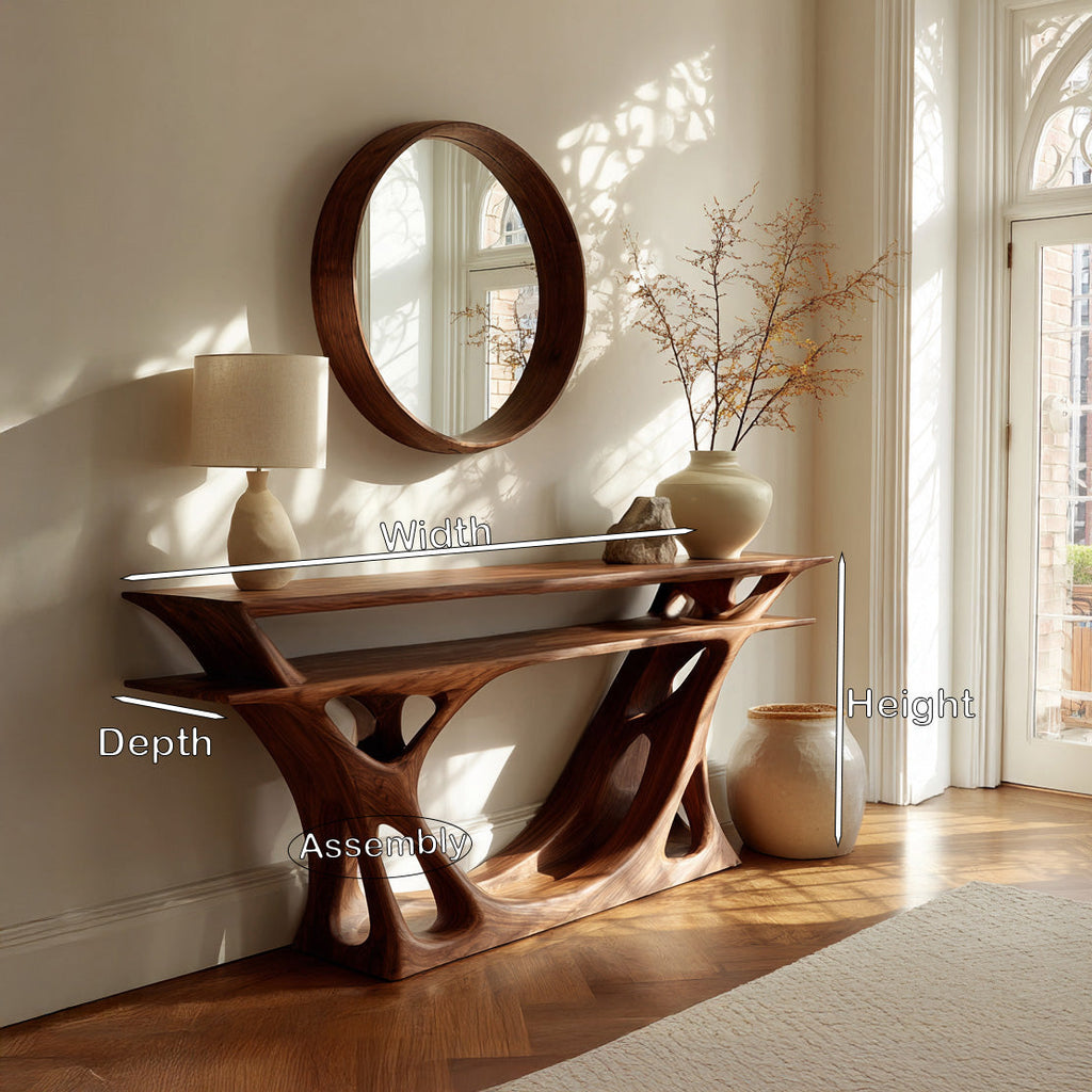 Contemporary Console Table With Sculptural Form For Entryway