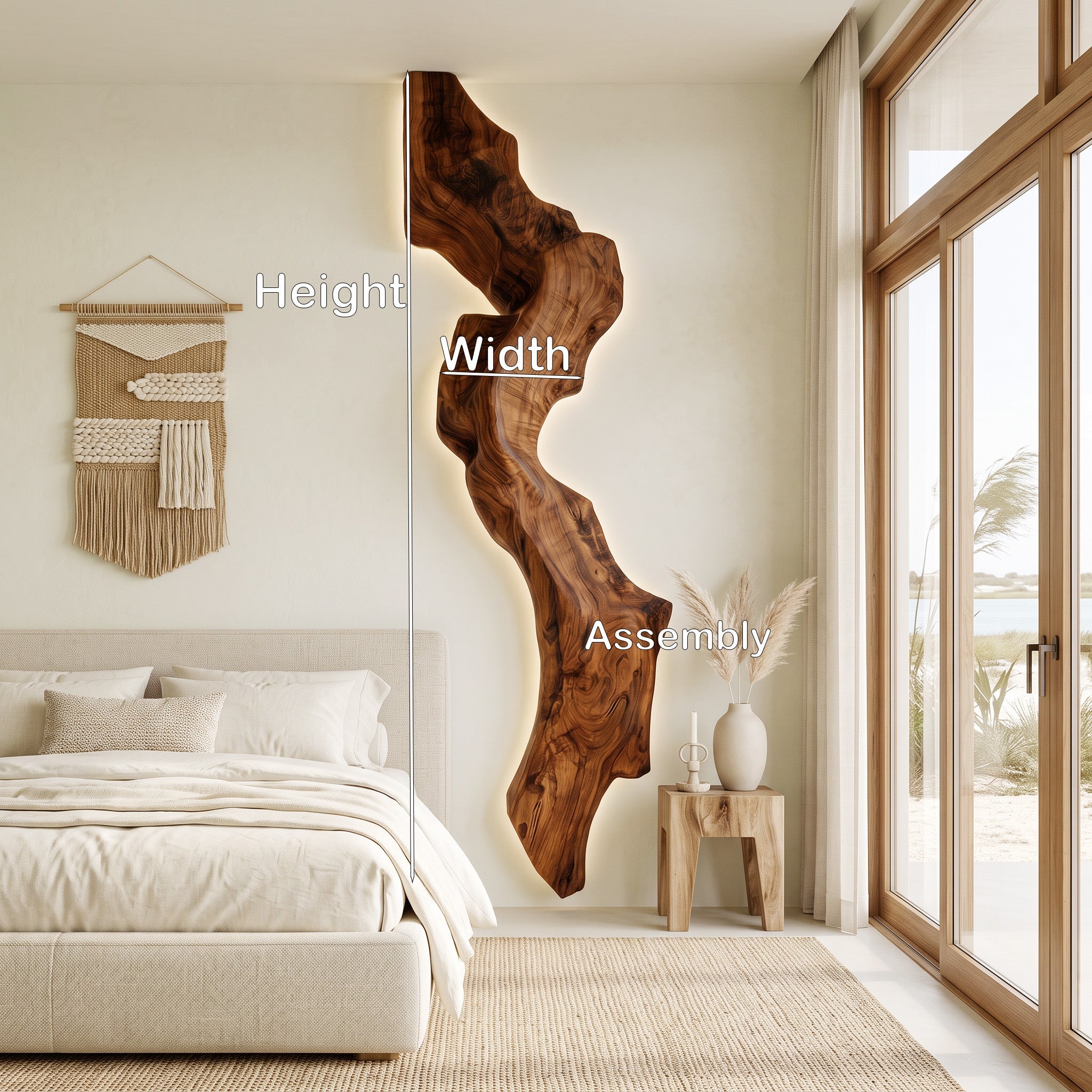 Abstract Live Edge Wall Lamp For Bedroom