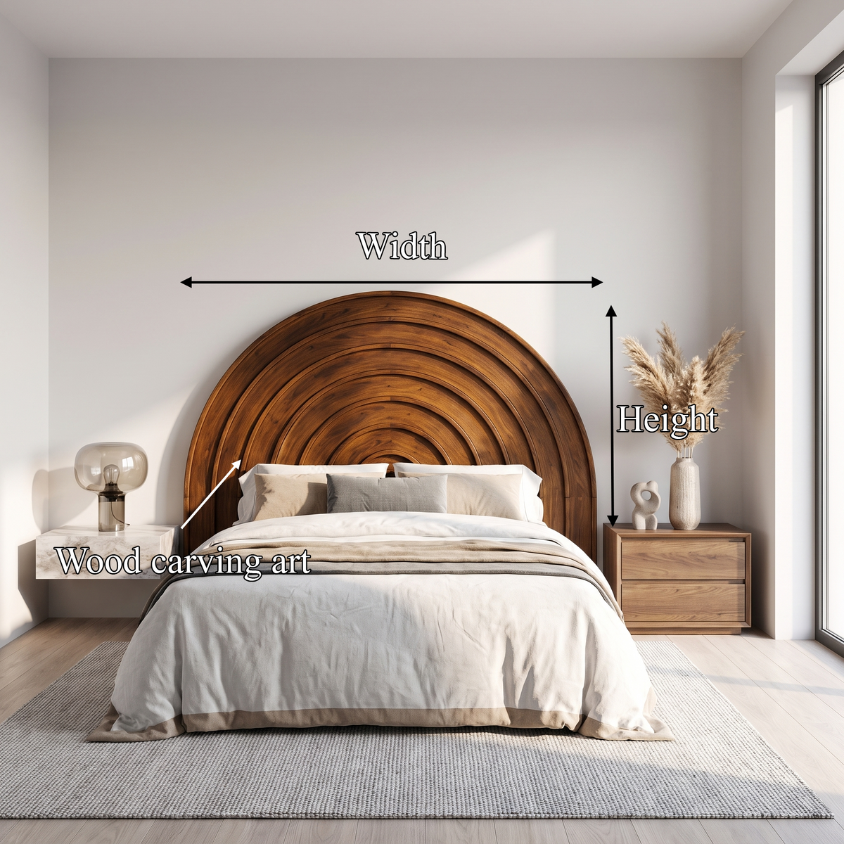 Contemporary Arched Headboard Wooden Bed Headboard For Bedroom - view 8
