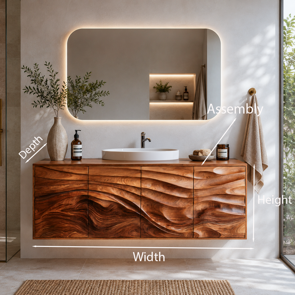 Contemporary Bathroom Vanity With Statement Wave Front For Bathroom Interior