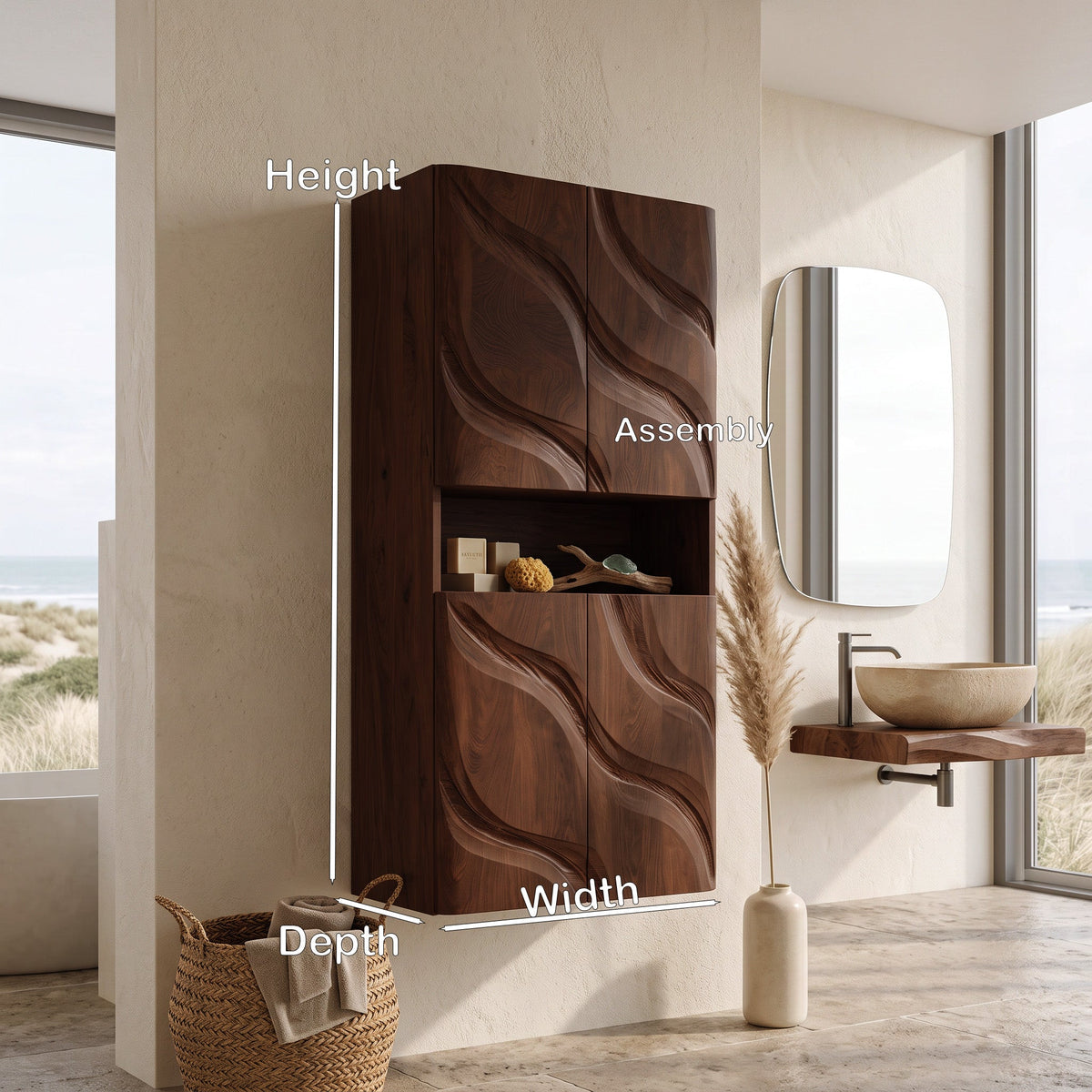 Contemporary Bathroom Cabinet Waves Design For Bathroom