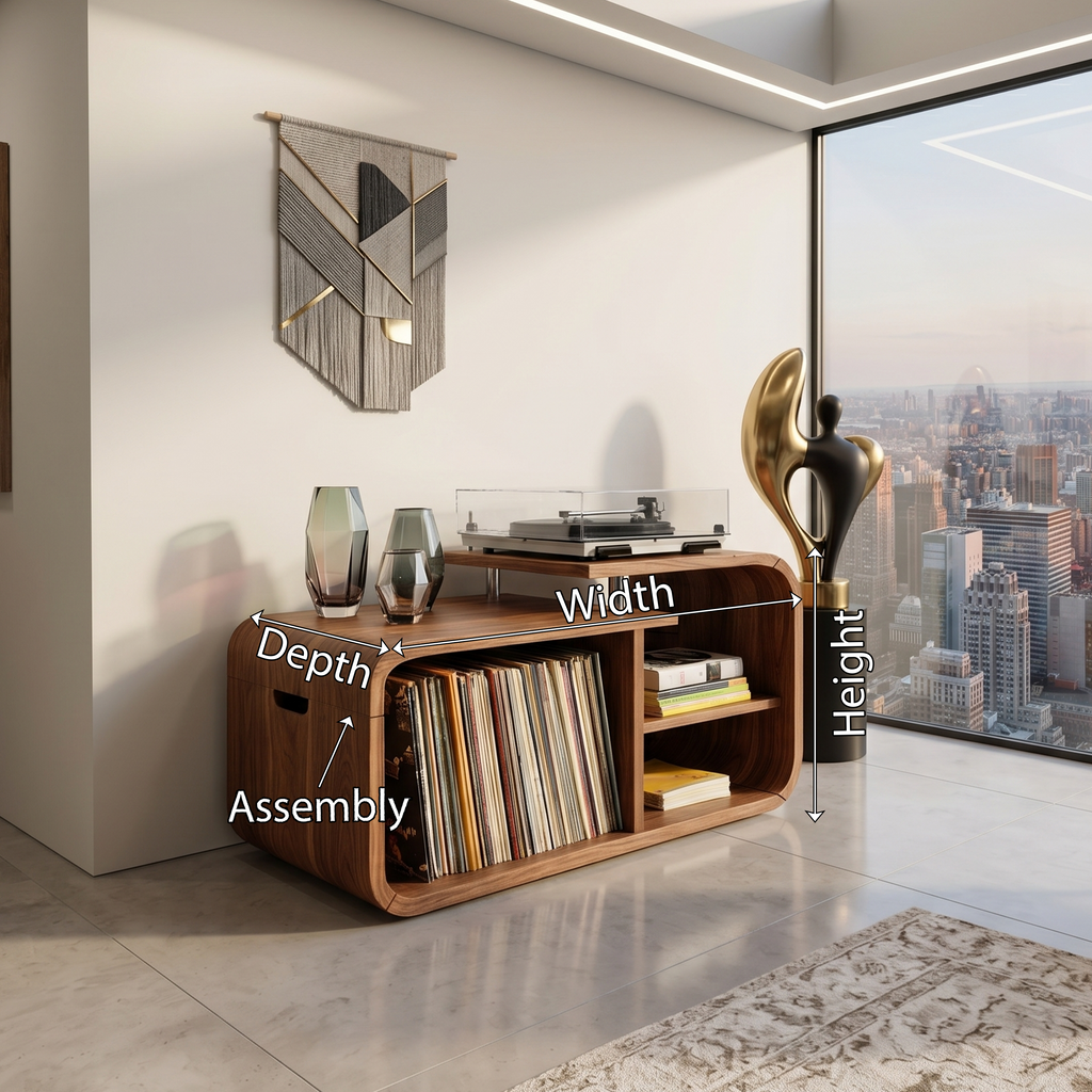 Contemporary Curved Record Player Stand Urban Loft