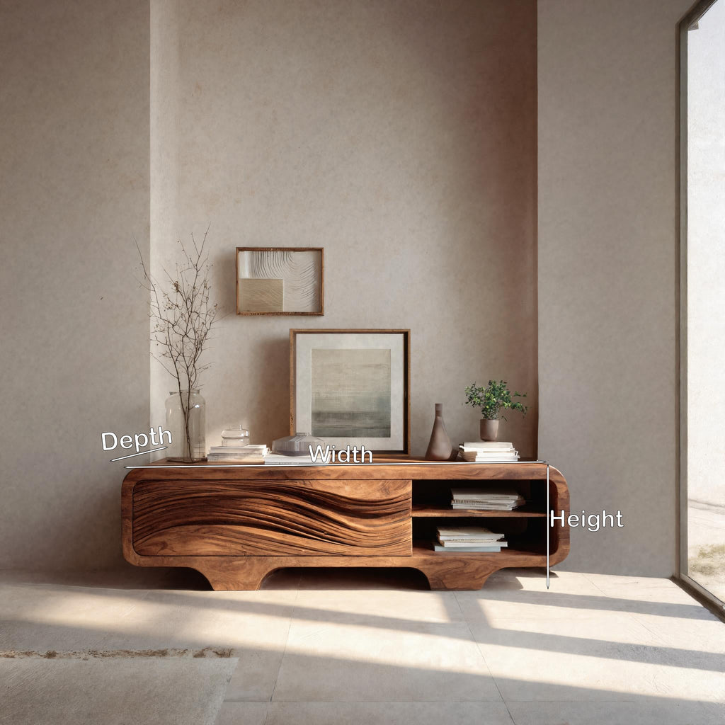 Contemporary Sculpted Low Sideboard For Living Room