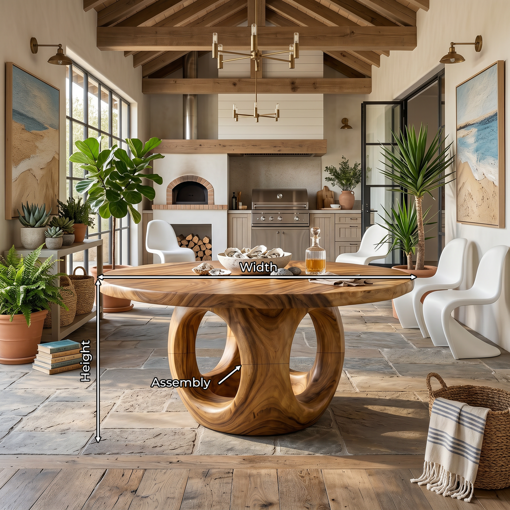 Coastal Round Kitchen Table For Outdoor Kitchen
