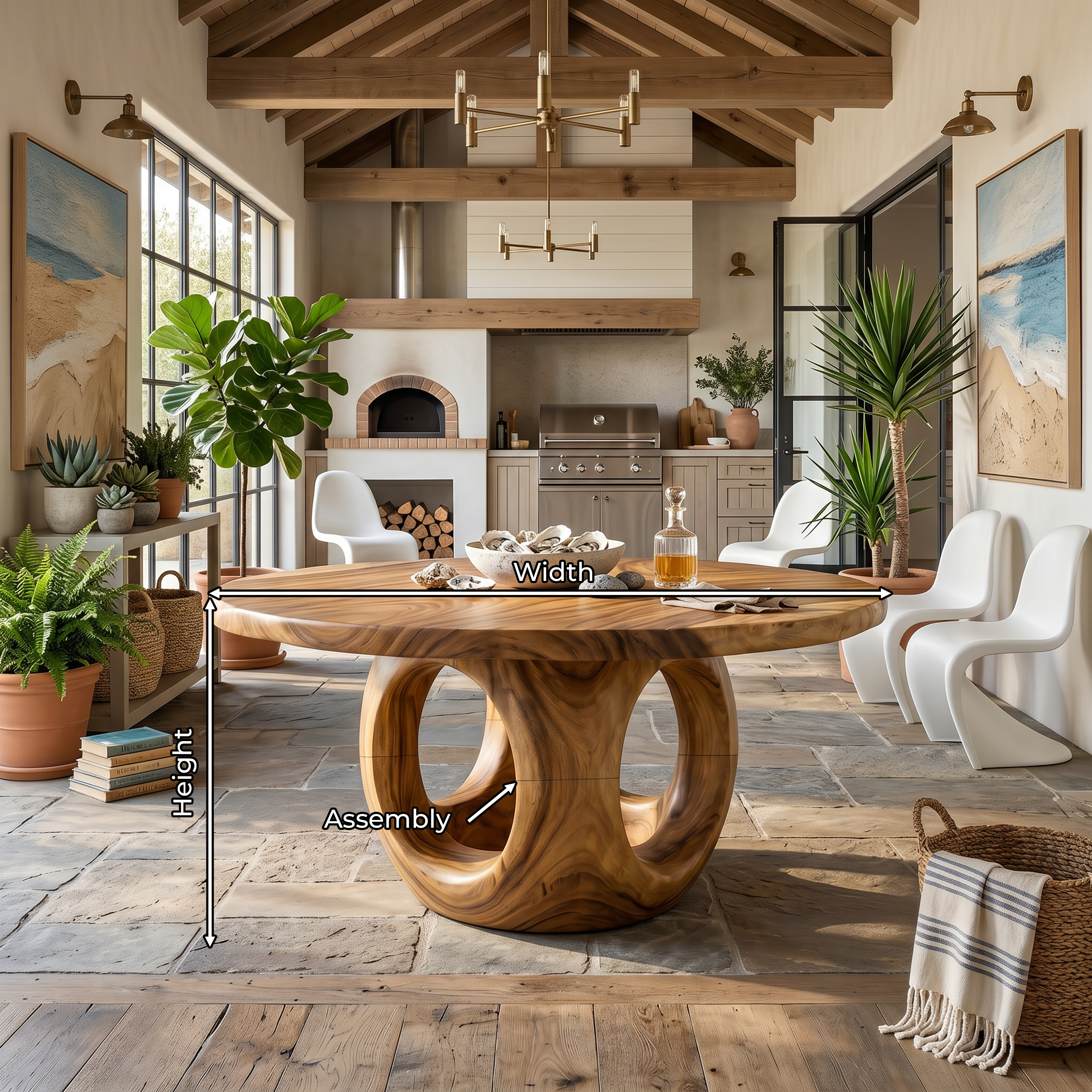 Coastal Round Kitchen Table For Outdoor Kitchen