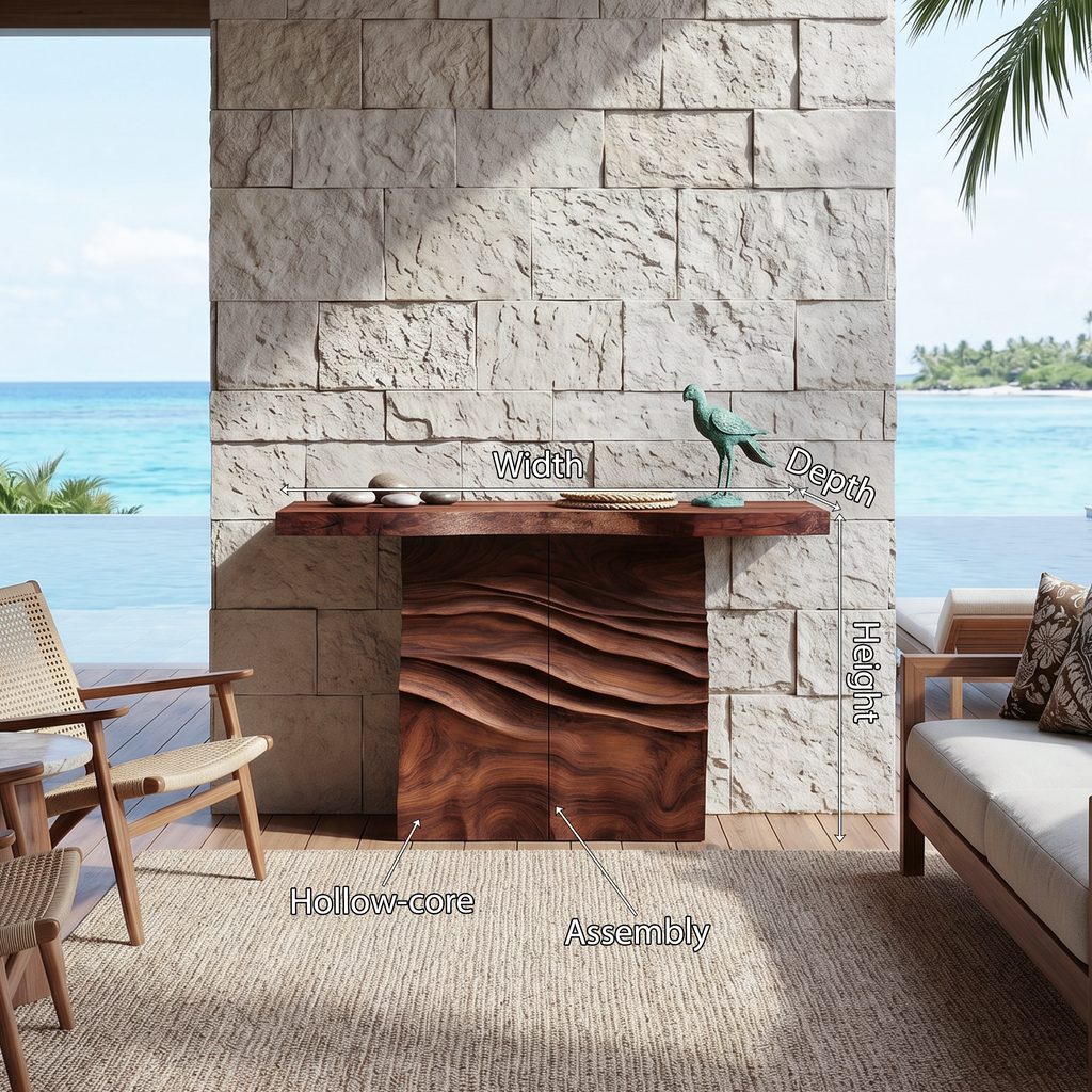 Contemporary Carved Entry Table For Modern Living Space