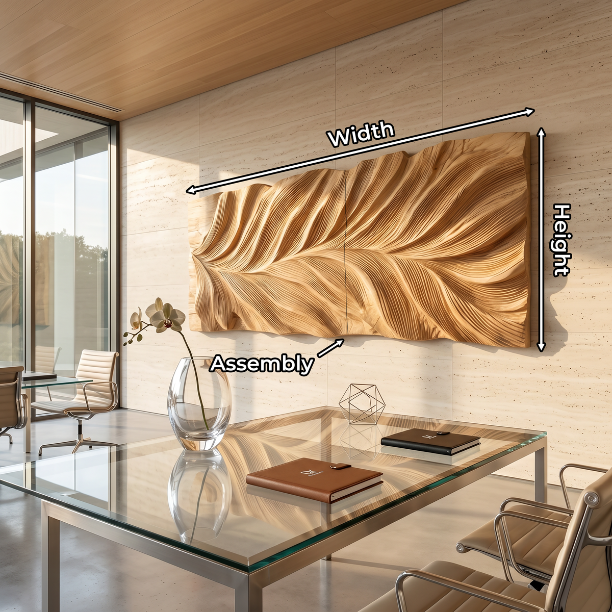 Botanical Wall Art With Leaf Relief For Office