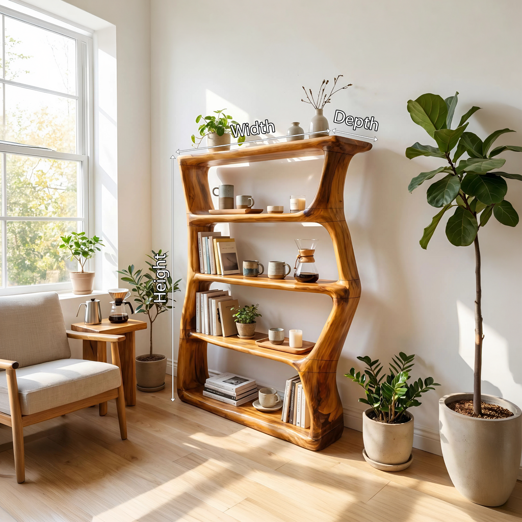 Contemporary Sculptural Bookcase Storage Organizer For Bedroom Space