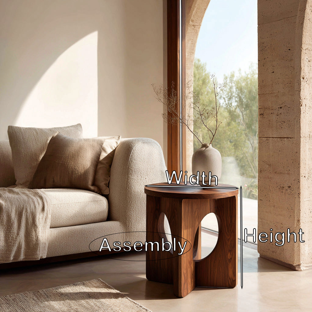 Contemporary Natural Wood Round Side Table For Living Furniture