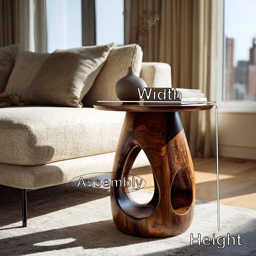 Contemporary Natural Wood Hollow Form Side Table For Living